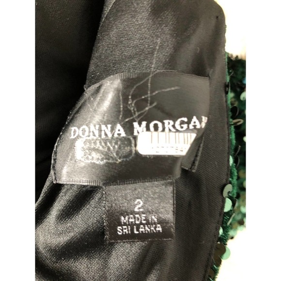 Donna Morgan Sequin Dress Sheath Green 2 - Picture 6 of 10